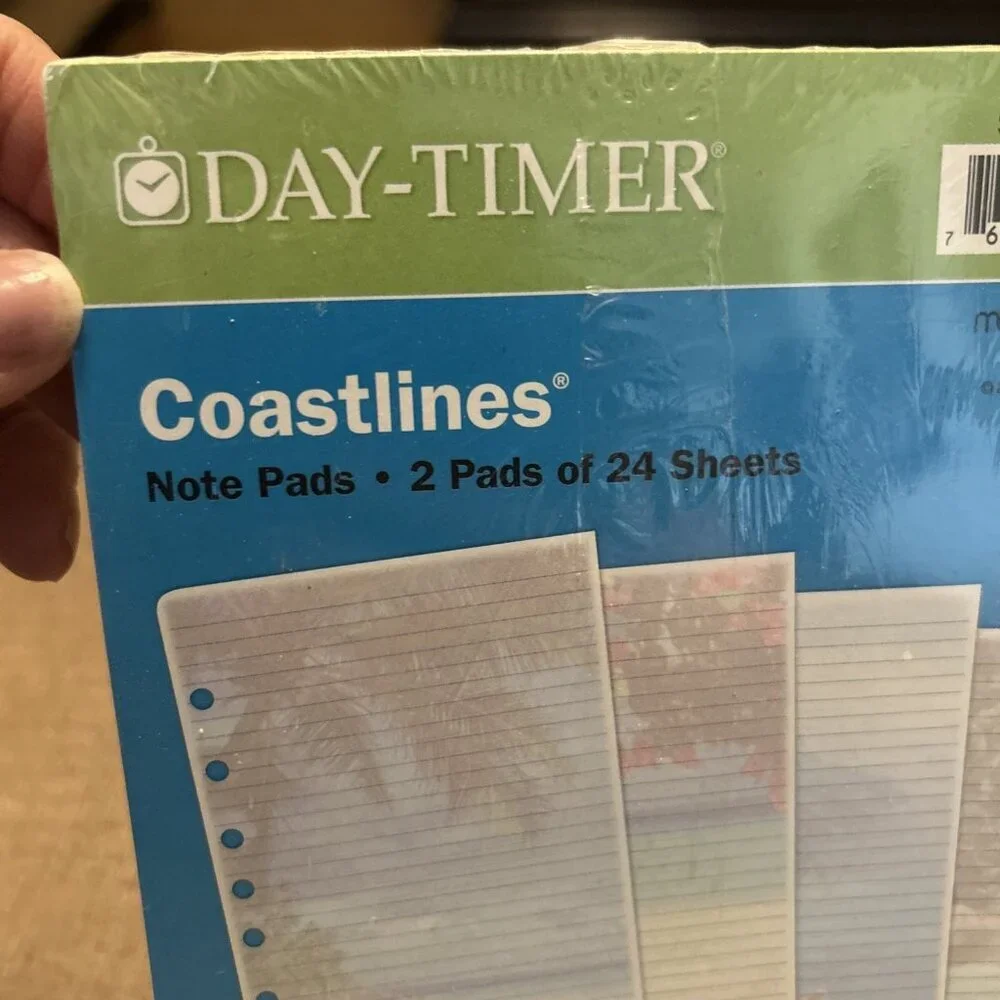Day-Timer Coastlines Note Pads 2 Pads Of 24 Sheets #13188 Fits 3 & 7 Ring Size 4